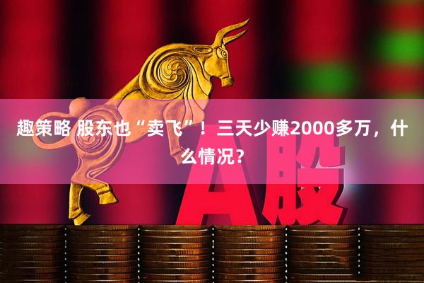 趣策略 股东也“卖飞”！三天少赚2000多万，什么情况？