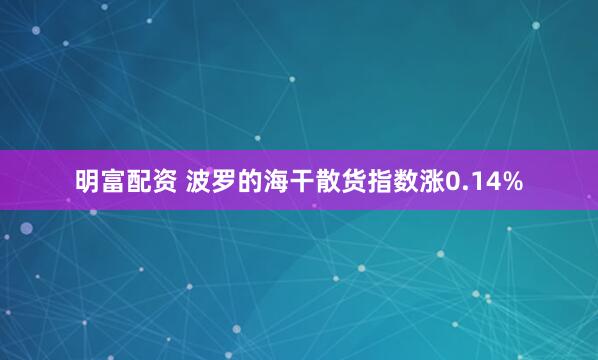 明富配资 波罗的海干散货指数涨0.14%
